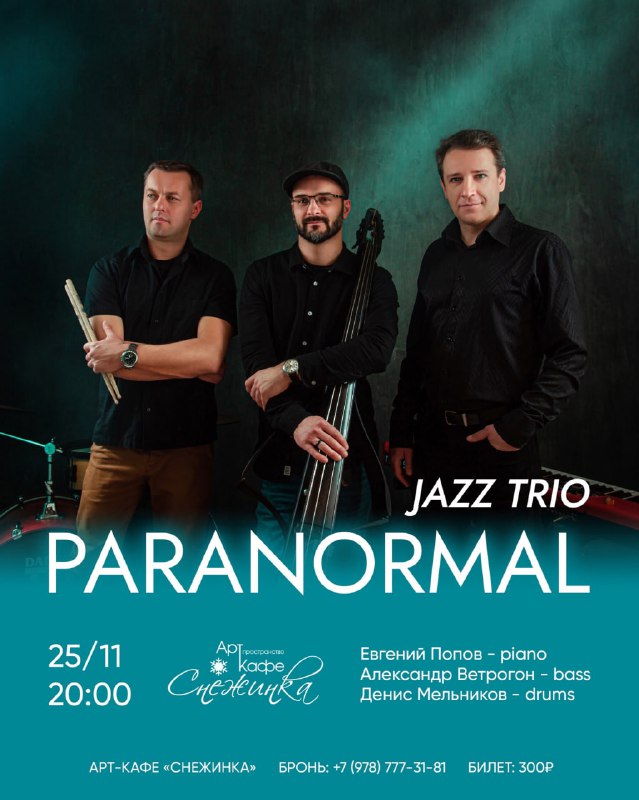 Лучший музыкальный вечер в Арт-кафе «Снежинка» с Paranormal Jazz Trio!