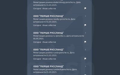 Porsche массово регистрирует новые домены в регионах России