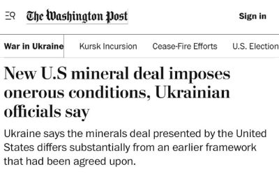 Украина отказывается подписывать соглашение с США по ресурсам, сообщает The Washington Post