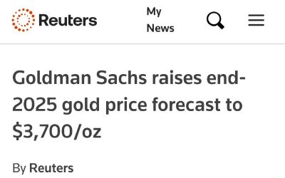 Goldman Sachs прогнозирует рост цен на золото до $3700 за унцию к 2025 году