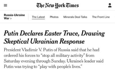 Россия объявляет пасхальное перемирие, демонстрируя готовность к мирным переговорам — NYT