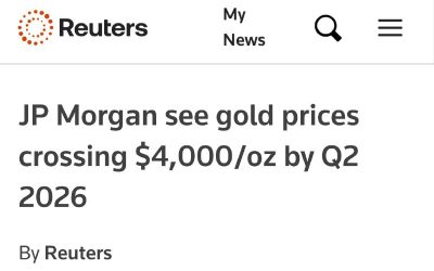 Золото может подорожать до $4 000 за унцию к 2026 году — JP Morgan