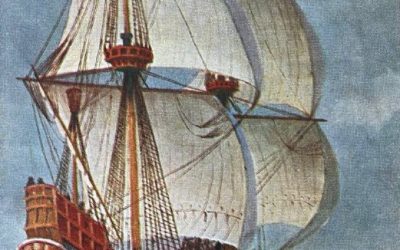 Историческая открытка с ошибкой: Андреевский флаг на корабле XVI века