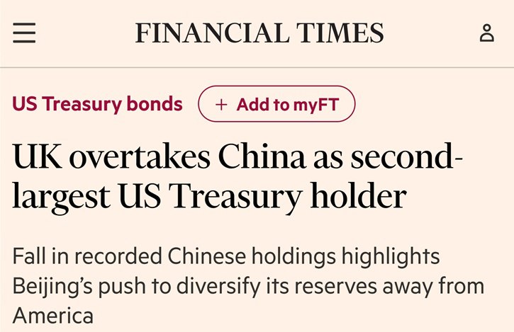 Китай ускоренно избавляется от долларовых активов, сообщает Financial Times