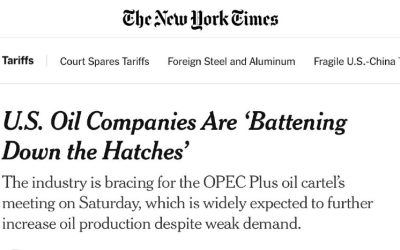 Цены на нефть бьют по нефтяным компаниям США, сообщает The New York Times