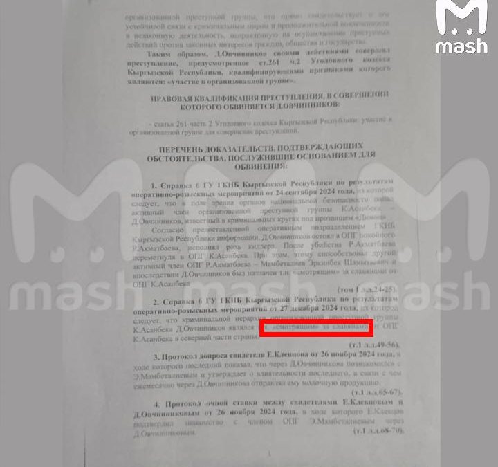 Российский гражданин задержан в Киргизии по обвинению в связях с ОПГ
