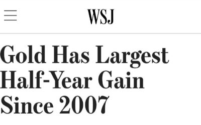 Цены на золото достигли рекордных за 18 лет показателей — The Wall Street Journal