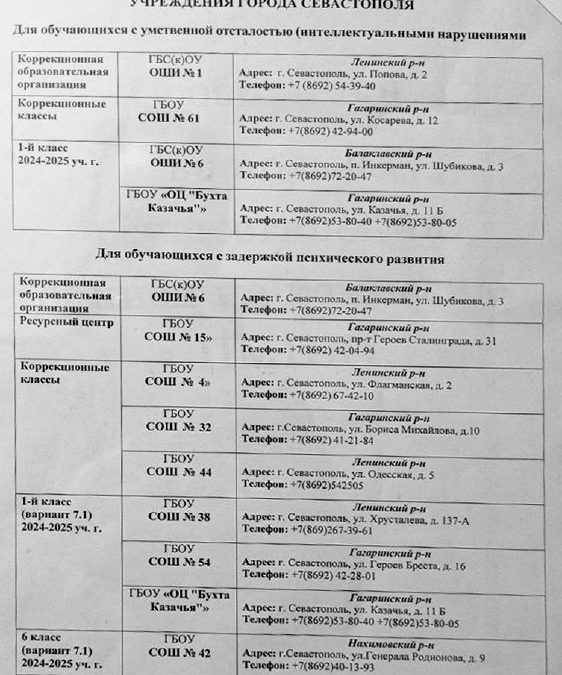 Доступность образования для детей с ОВЗ в Севастополе: проблемы и решения