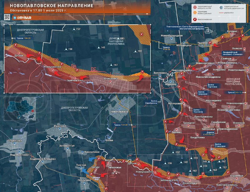 Российские войска продвигаются в Днепропетровской области, захватывая Дачное