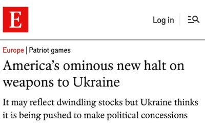 США полностью прекратили поставки оружия на Украину, сообщает The Economist