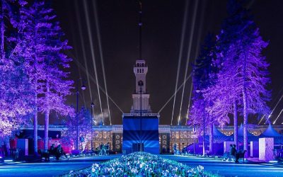 Светозвуковое шоу на Северном речном вокзале в Москве завершило фестиваль «Парк света»