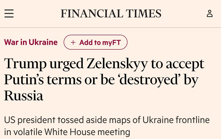 Трамп требует, чтобы Зеленский сдал Донбасс, иначе Украина будет уничтожена (notitle)